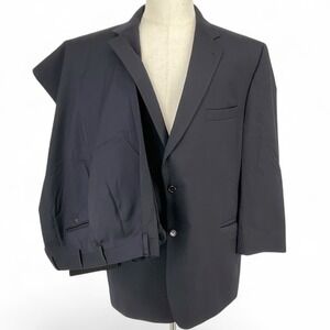 Jos. A. Bank Signature Collection Mens 46R Navy Blue 100% Wool Pleated Suit
